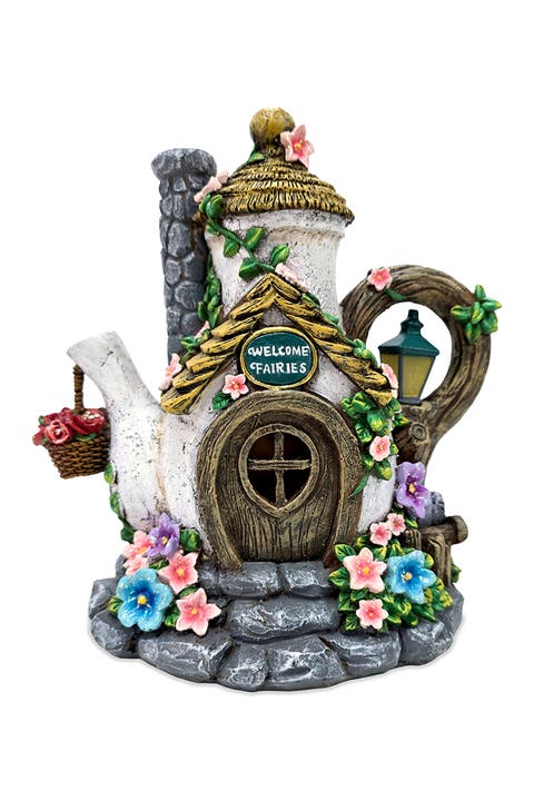 Welcome Fairies Solar Teapot Cottage Figurine