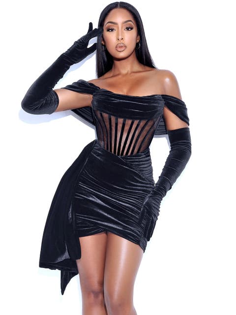 Irisa Draping Off Shoulder Corset Dress