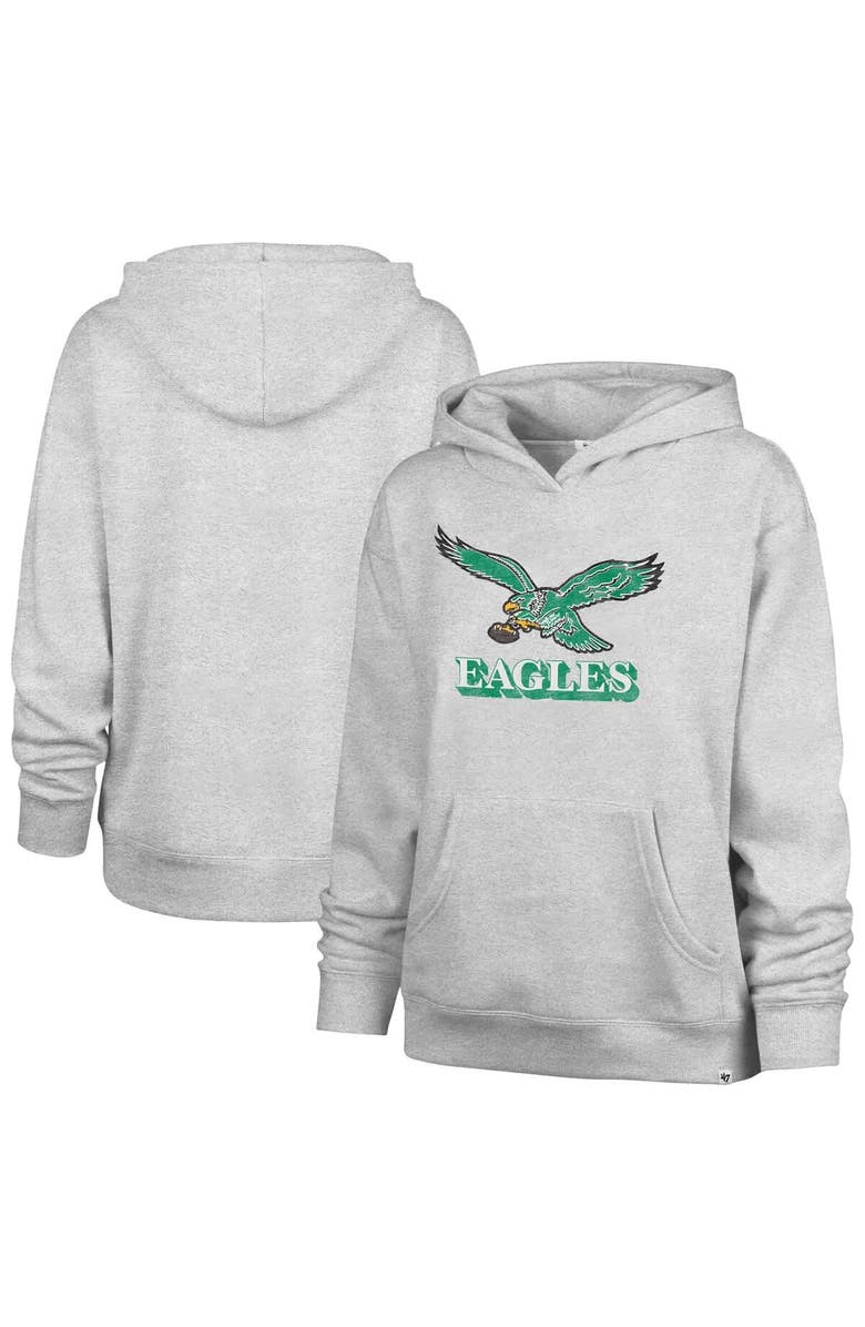 '47 Women's '47  Gray Philadelphia Eagles Distressed Standout Naomi Pullover Hoodie, Alternate, color, Gray