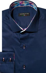 MASUTTO Monaco Solid Button-Up Long Sleeve Shirt