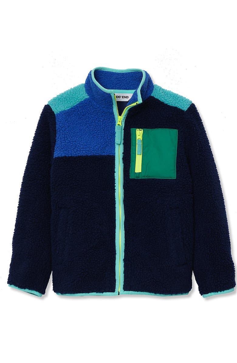 Lands' End Kids High Pile Contrast Full Zip Up Jacket, Main, color, 