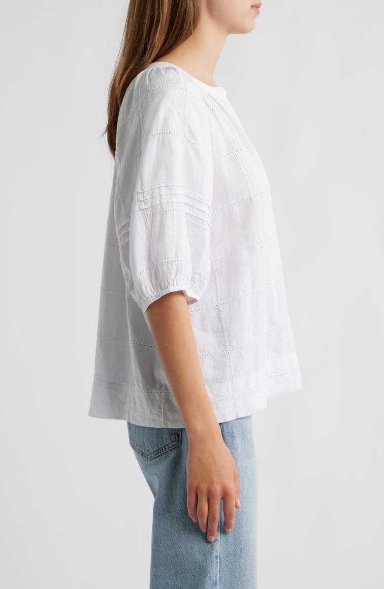 Rails Shoshanna Puff Sleeve Linen Blend Top, Alternate, color, Charli Patchwork Embroidery