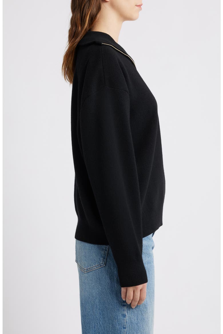 Half Zip Sweater, Alternate, color, BLACK