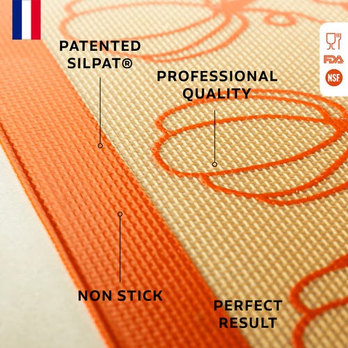 Silpat Premium Pumpkin Non-stick Half Sheet Size Silicone Baking Mat, 11-5/8 X 16-1/2