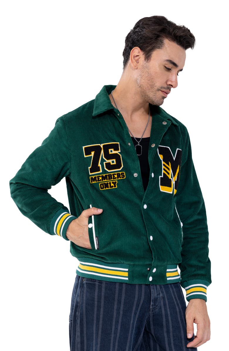 Members Only Corduroy Varsity Jacket, Alternate, color, Green