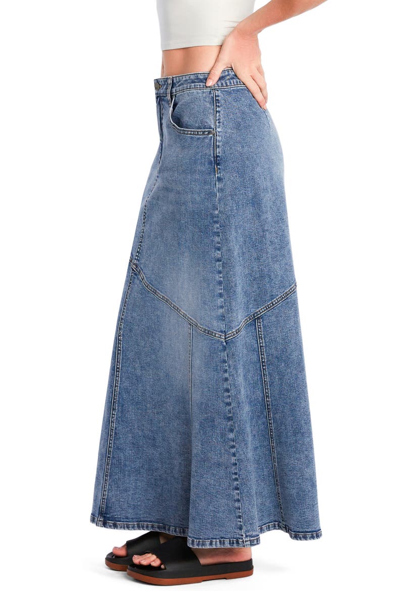 Seamed Denim Maxi Skirt, Alternate, color, DANCE BLUE