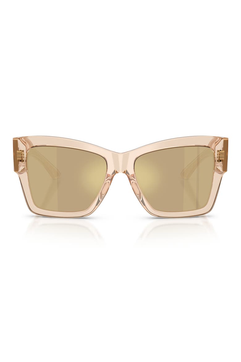 55mm Square Sunglasses, Main, color, CAMEL / CLEAR YELLOW GOLD