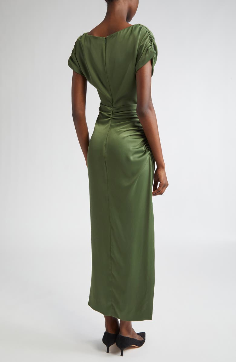 Lela Rose Heather Crepe Back Satin Dress, Alternate, color, Forest