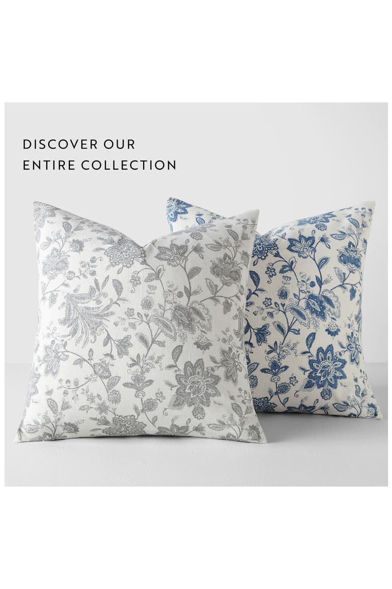 Jacobean Floral Cotton Throw Pillow, Alternate, color, LIGHT BLUE