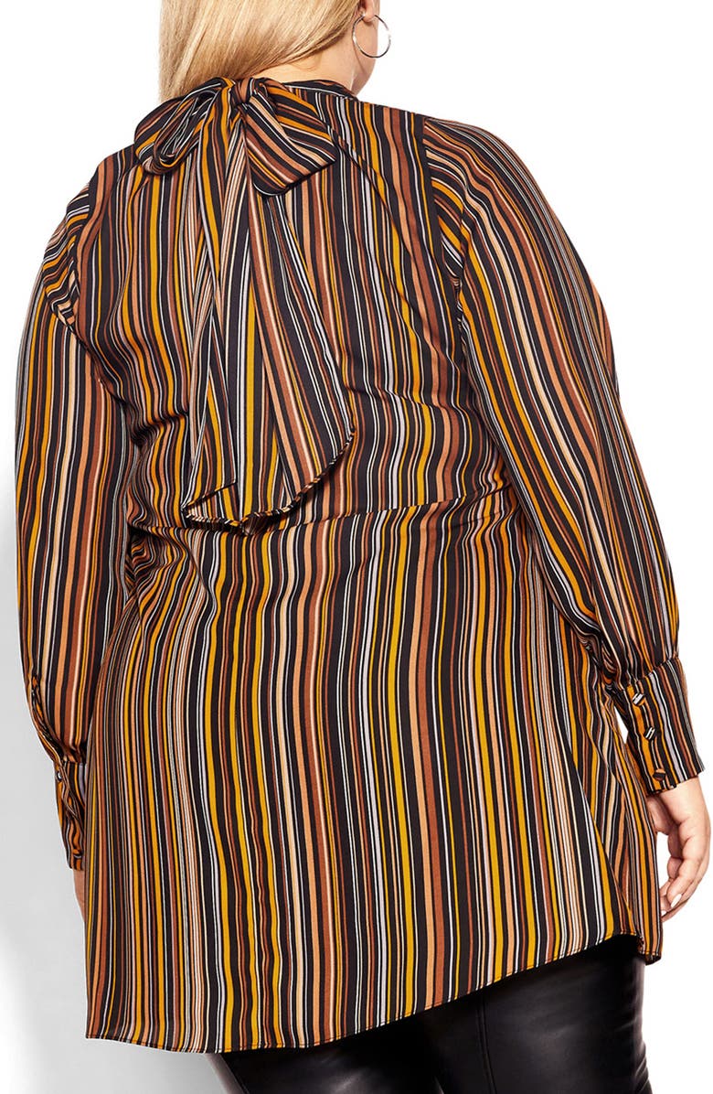 City Chic Tie Back Tunic Top, Alternate, color, Stripe