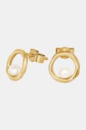 Dower & Hall Open Circle & White Pearl Waterfall Earrings