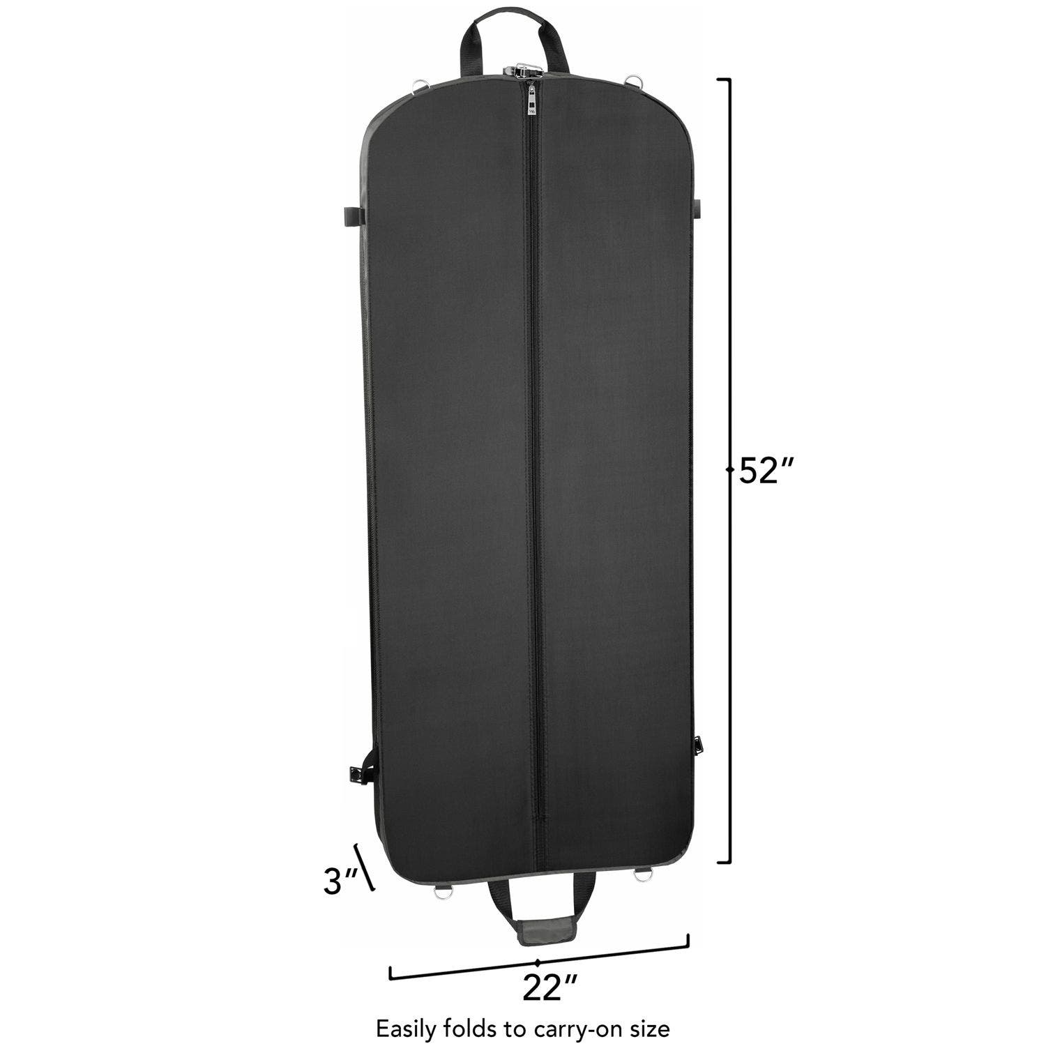 Wallybags 52" Premium Travel Garment Bag with shoulder strap and two large pockets, Alternate, color, Grey
