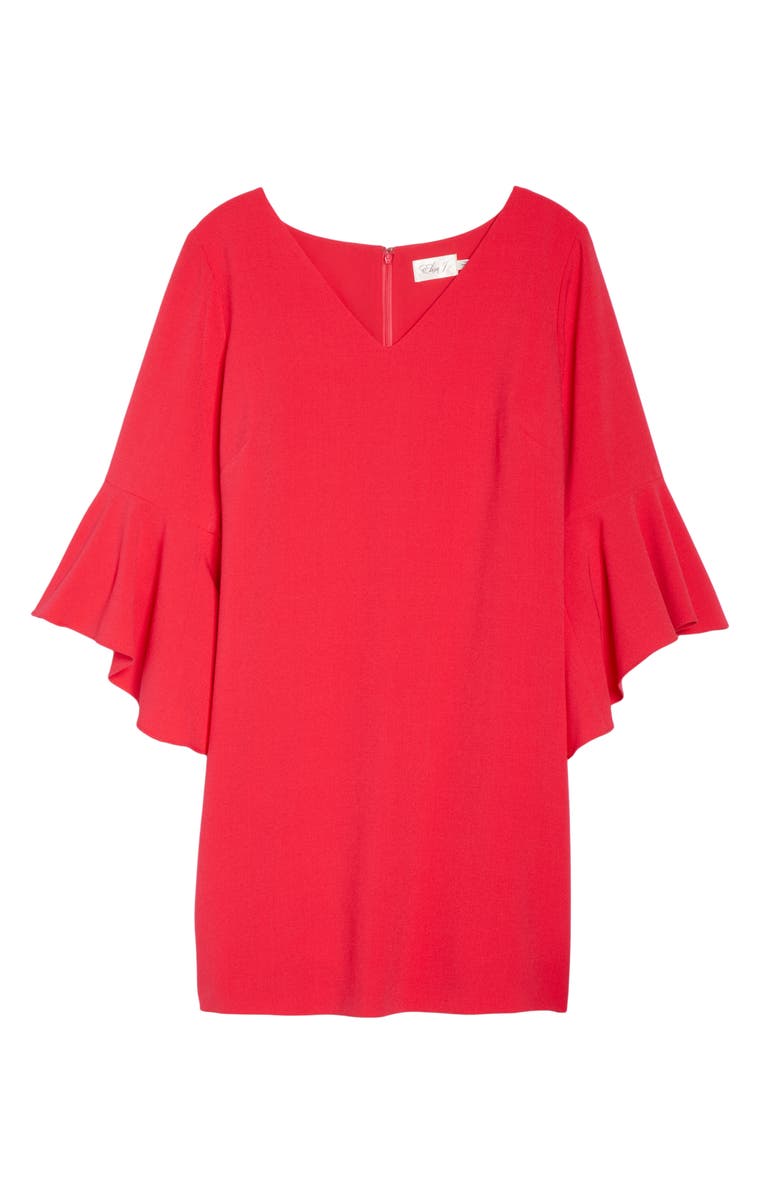 Eliza J Bell Sleeve Crepe Shift Dress, Alternate, color, 
