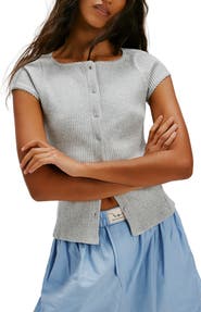 Free People Most Wanted Short Sleeve Cotton Blend Cardigan