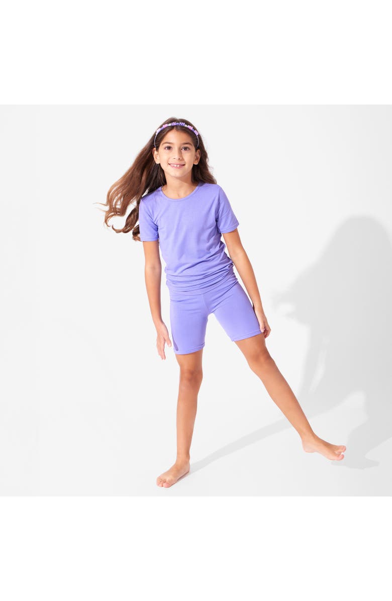 Bellabu Bear Poppin Purple Kids 2-Piece Short Sleeve & Shorts Pajama Set, Alternate, color, Poppin Purple