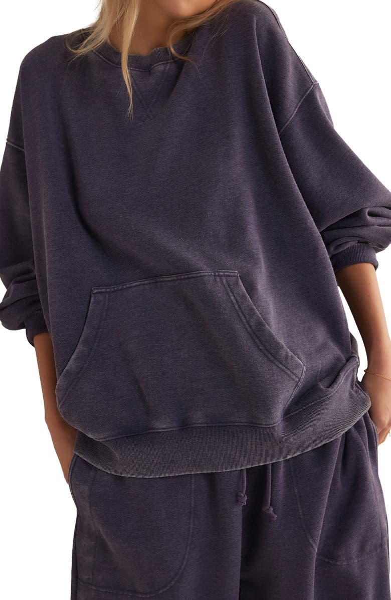 Free People Intimately FP Slow It Down Oversize Cotton Blend Sweatshirt, Alternate, color, Peacoat