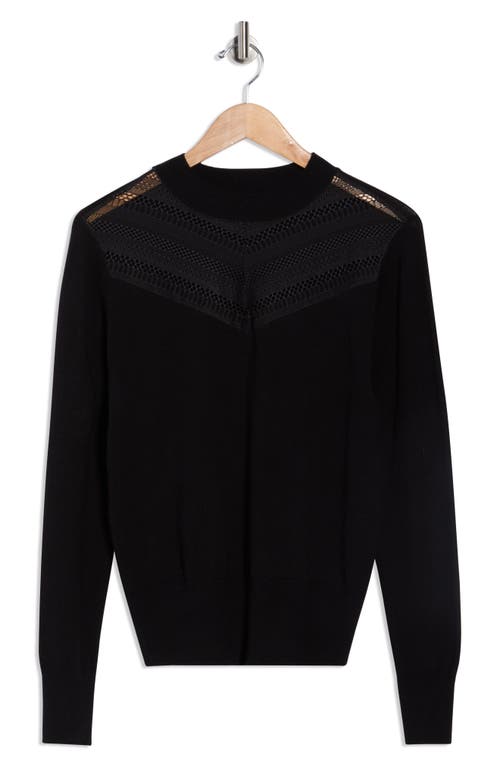 Dr2 By Daniel Rainn Lace Yoke Sweater In Black
