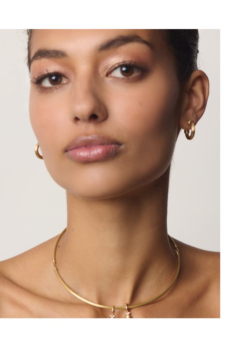 Small Open Grotto Hoops with White Freshwater Pearls, Alternate, color, Yellow Gold