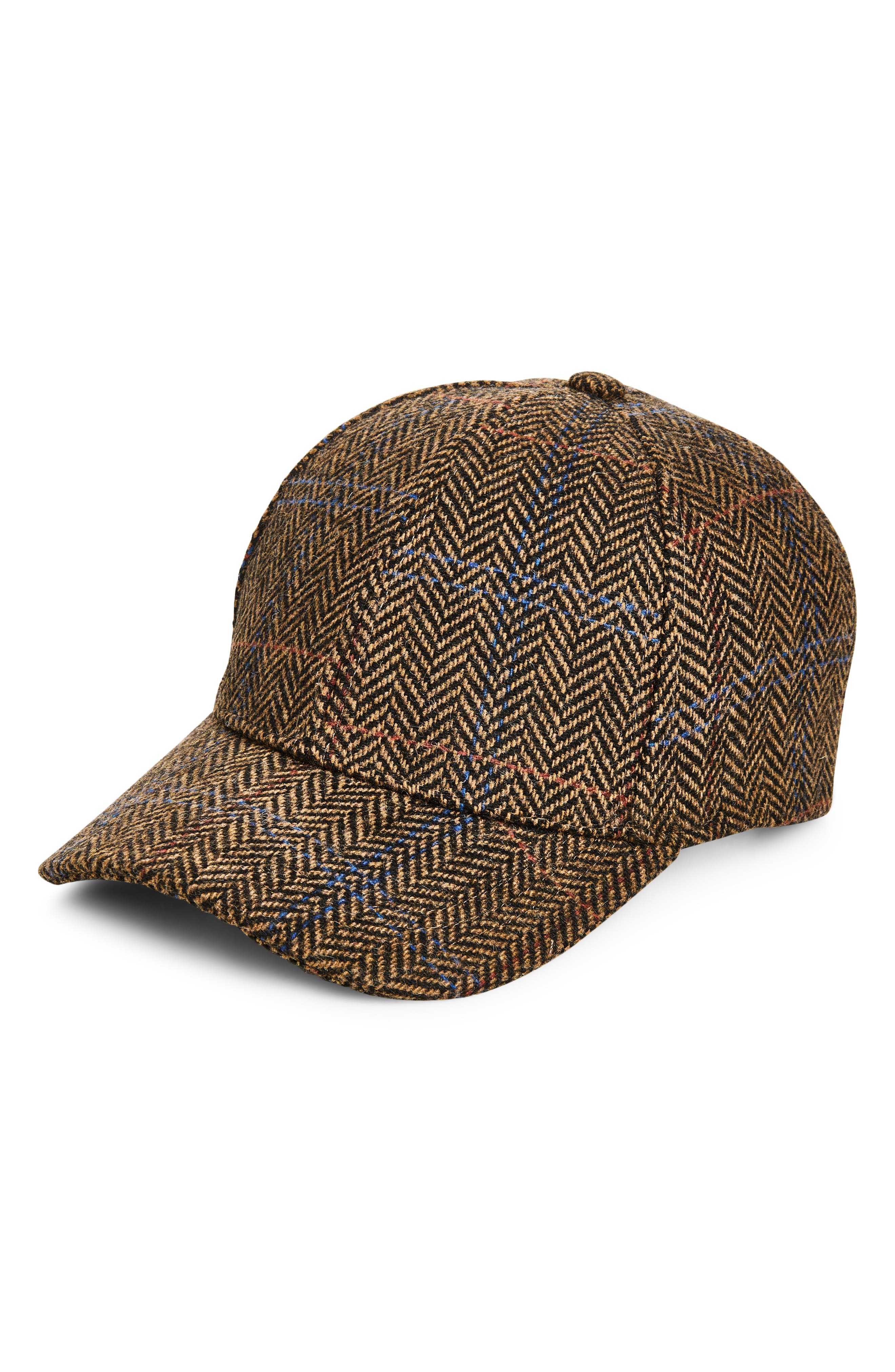 Melrose And Market Herringbone Baseball Cap In Dark Brown