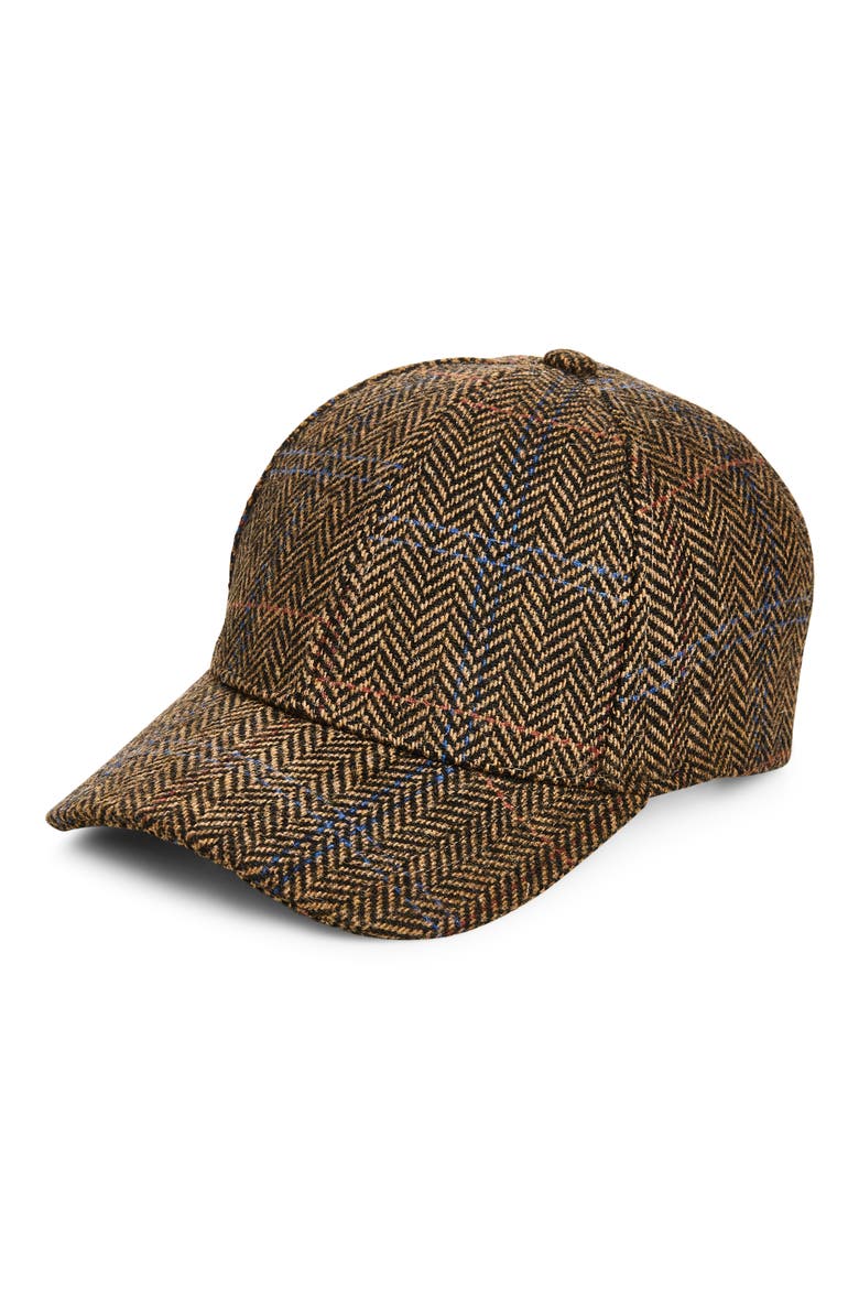 Herringbone Baseball Cap, Main, color, DARK BROWN