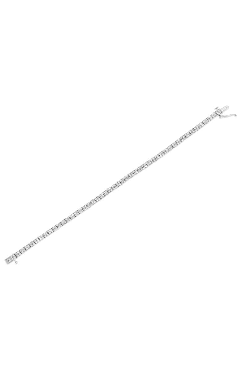 Haus of Brilliance Silver 3.0 Cttw Prong-Set Round Diamond 2 Row Link Tennis Bracelet, Alternate, color, White