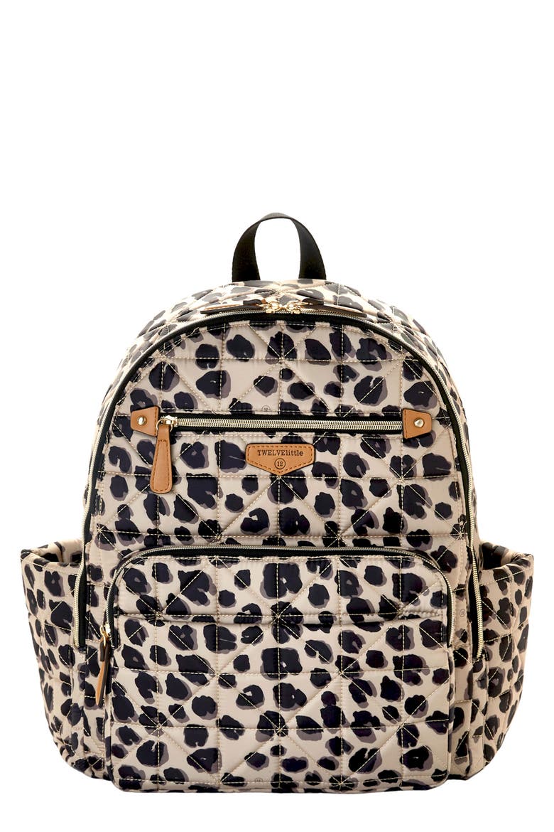 Companion Quilted Nylon Diaper Backpack, Main, color, LEOPARD PRINT