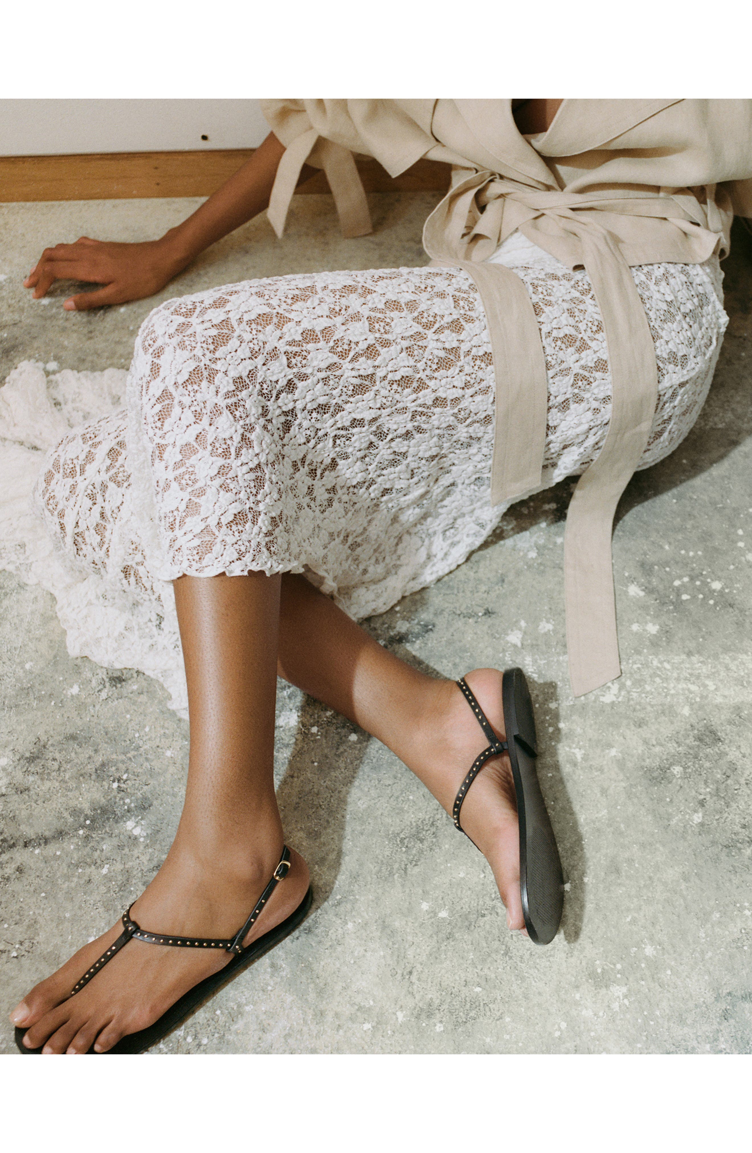 MANGO Mini Stud Slingback Sandal, Alternate, color, Black