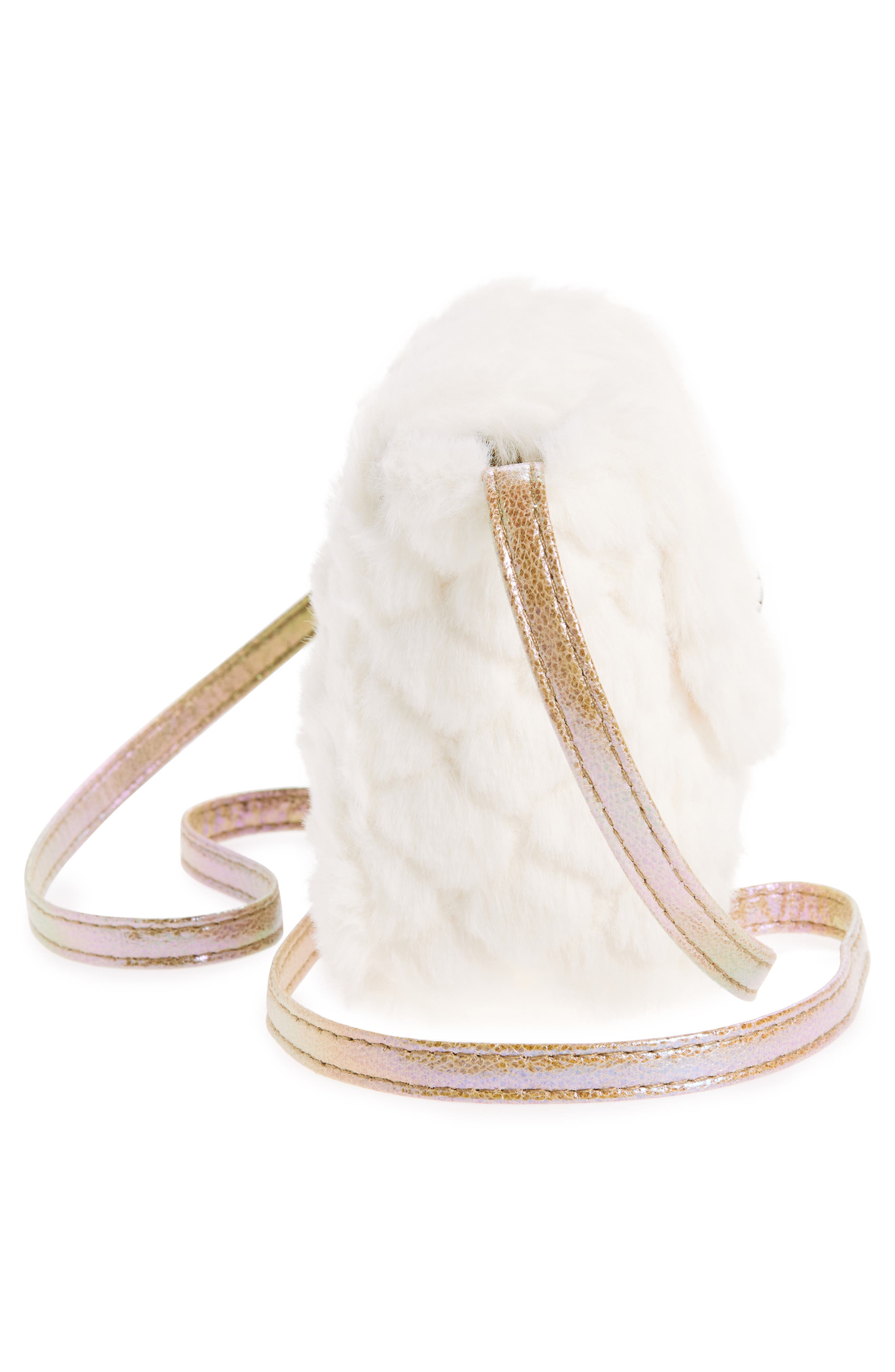 Kids' Quilted Faux Fur Crossbody Bag, Alternate, color, IVORY