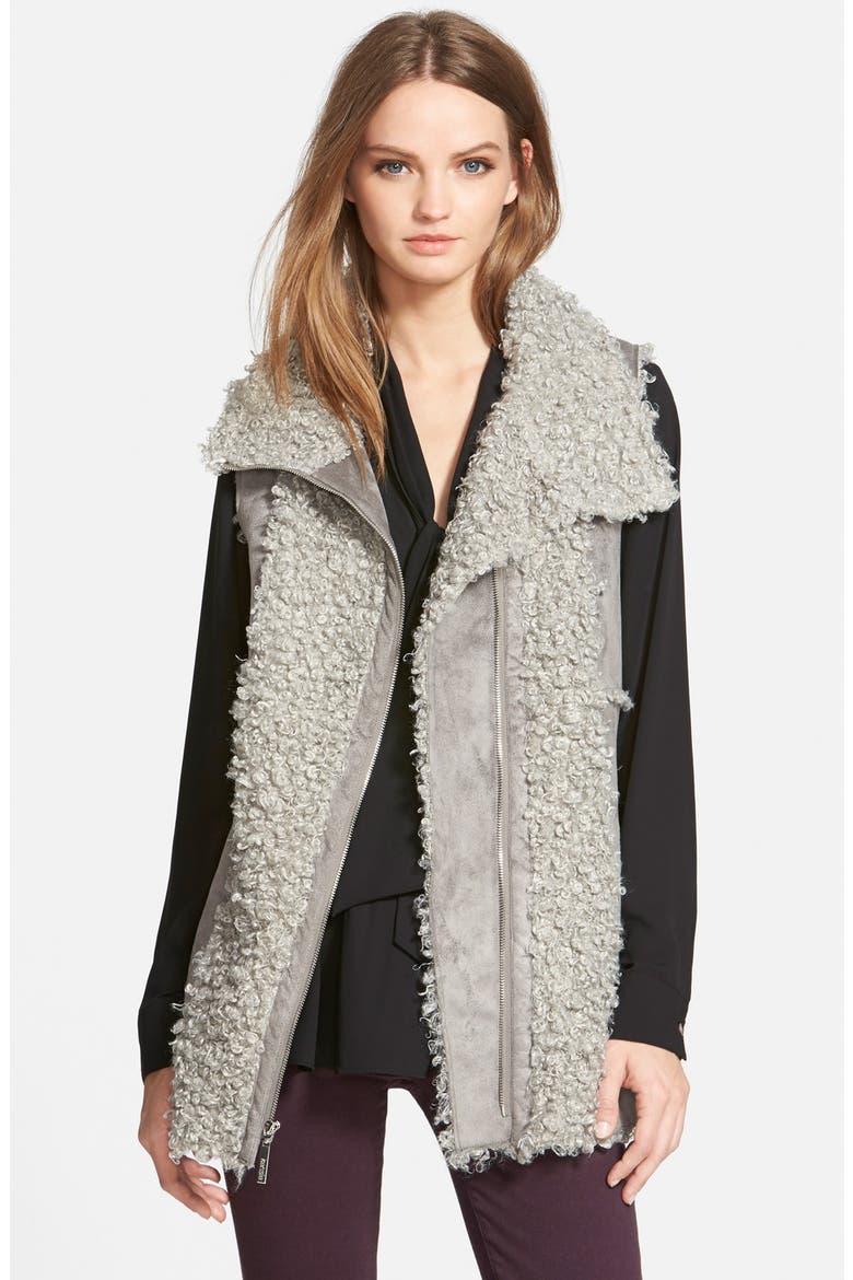 Faux Shearling Vest, Main, color, ICE GREY