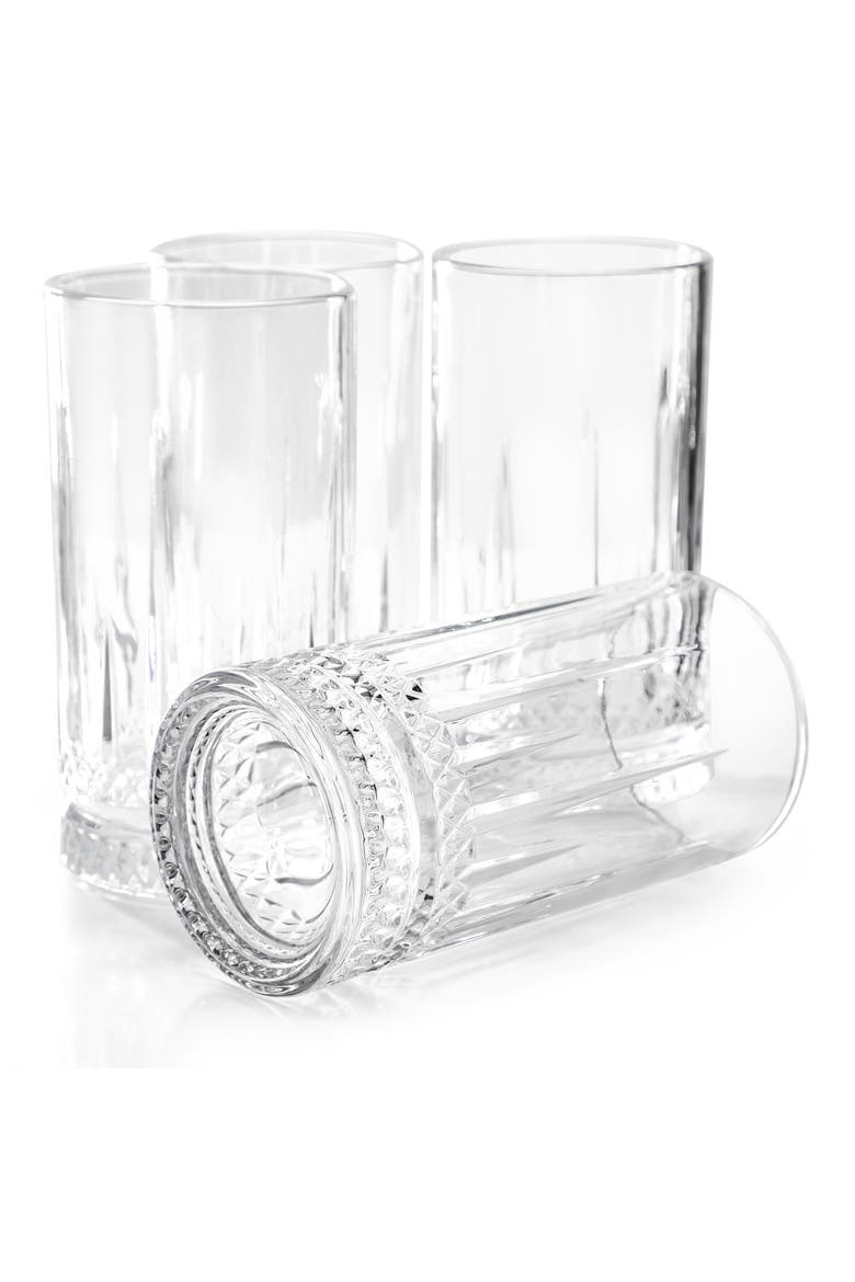 4 Piece 16 Ounce Iceberg Embossed Glass Tumbler Set, Alternate, color, Clear