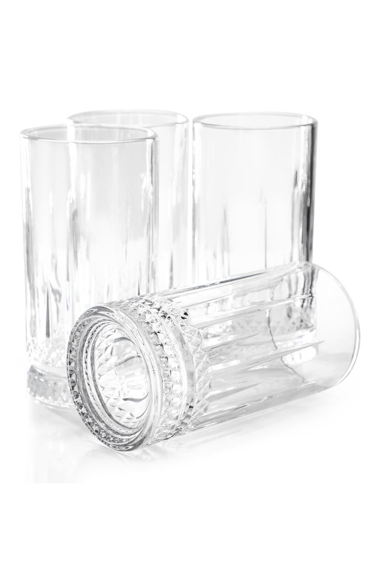 Gibson Home 4 Piece 16 Ounce Iceberg Embossed Glass Tumbler Set, Alternate, color, Clear