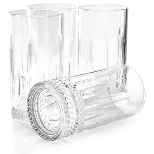 Gibson Home 4 Piece 16 Ounce Iceberg Embossed Glass Tumbler Set In Transparent