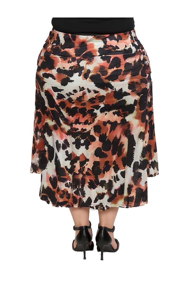 24seven Comfort Apparel Animal Print Elastic Waist Maxi Skirt, Alternate, color, Brown Multi