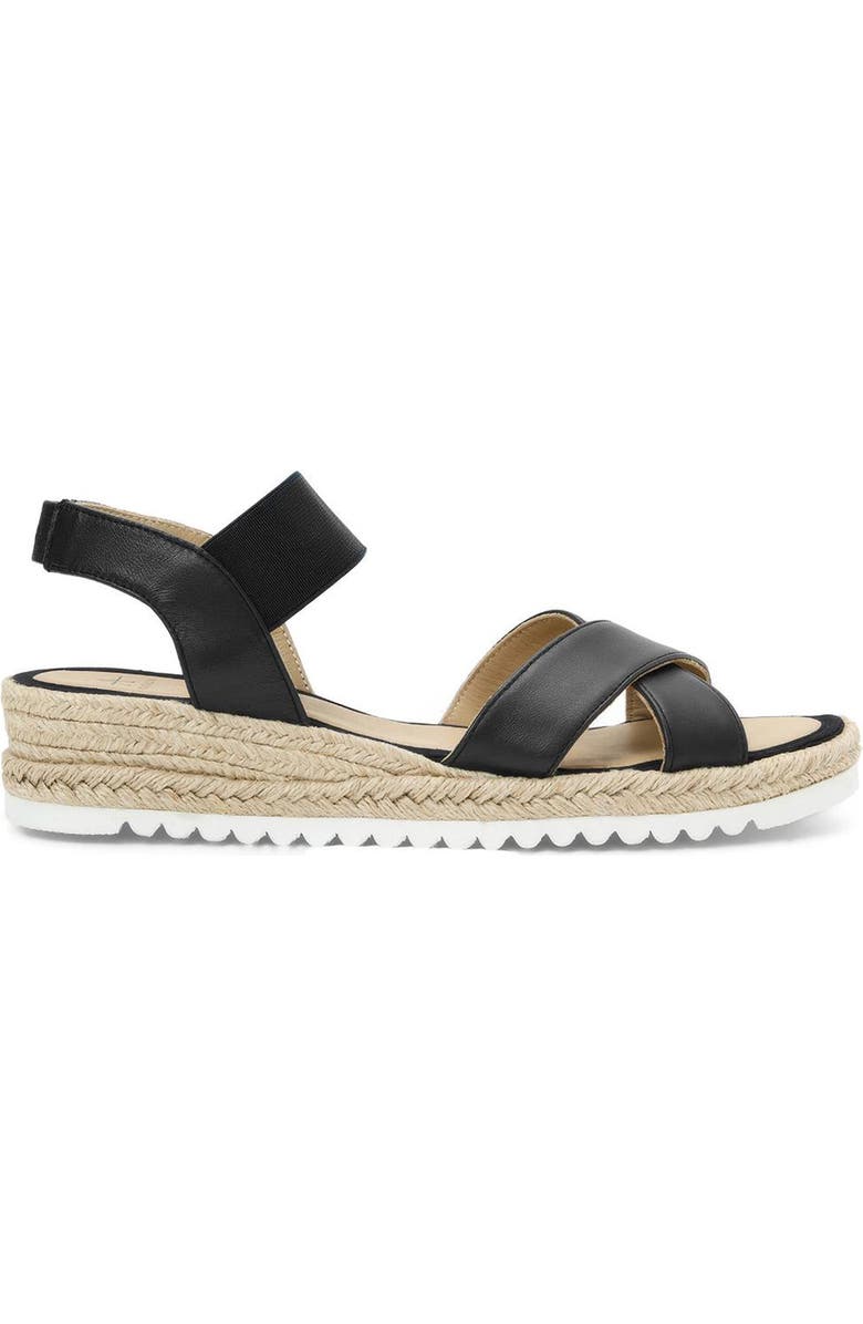 Aquatalia Almeria Weatherproof Slingback Espadrille Platform Wedge Sandal, Alternate, color, Black Leather