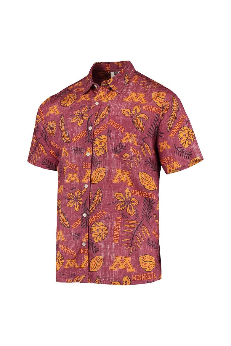 Men's Wes & Willy Maroon Minnesota Golden Gophers Vintage Floral Button-Up Shirt, Alternate, color, Maroon
