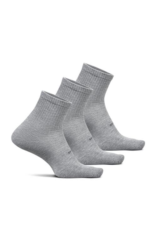Feetures High Performance Max Cushion Quarter Tall Sock Moisturewicking Athletic Socks In Gray
