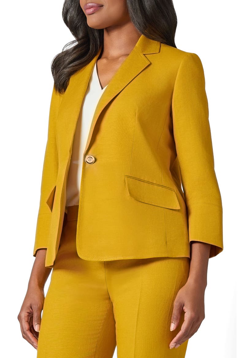 Linen Blend One-Button Blazer, Alternate, color, BUTTERSCOTCH
