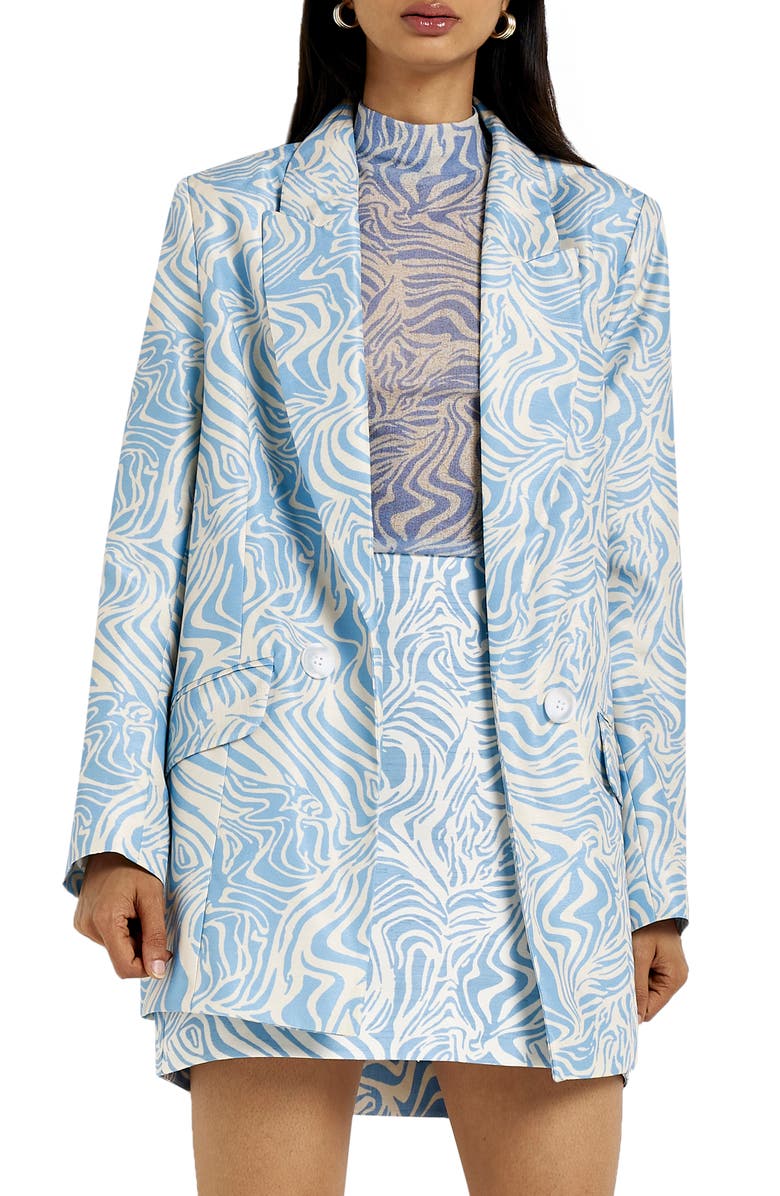 River Island Swirl Print Double Breasted Blazer, Main, color,