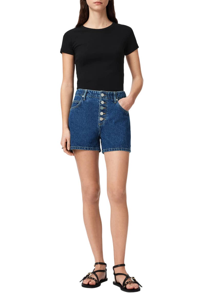 Tay Exposed Fly Denim Shorts, Alternate, color, DARK INDIGO