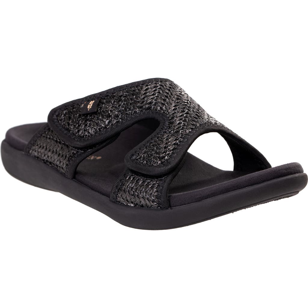 Revitalign Kholo Raffia Slide Sandal In Black