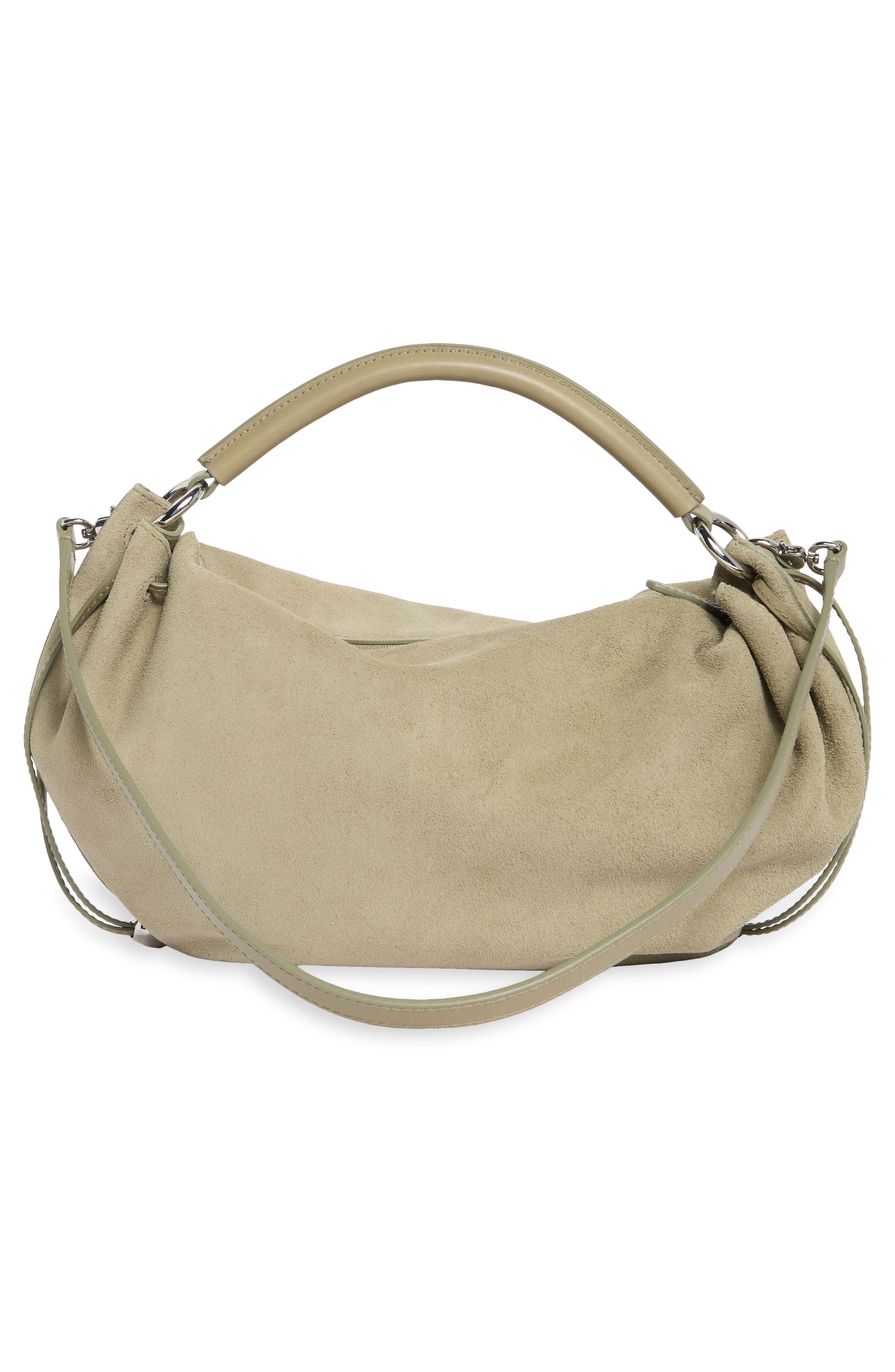 The Camren Gathered Suede Shoulder Bag, Alternate, color, PALE FATIGUE