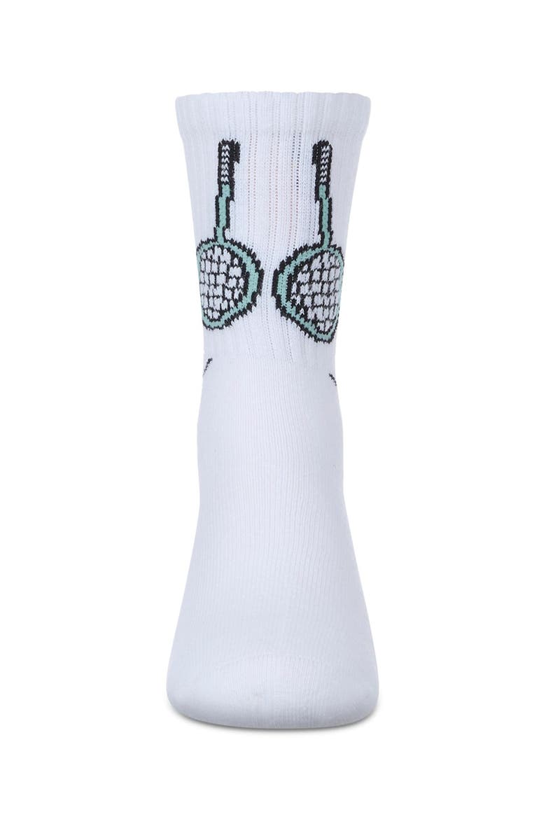 Tennis Smiley Face Crew Socks, Alternate, color, White
