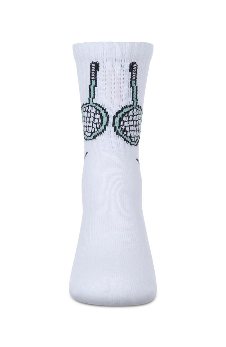 MeMoi Tennis Smiley Face Crew Socks, Alternate, color, White