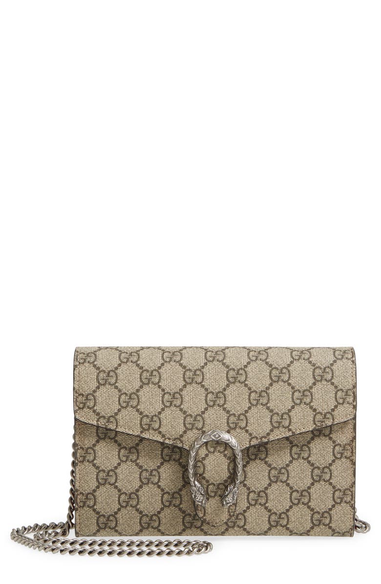 Gucci GG Supreme Canvas Wallet on a Chain, Main, color, 