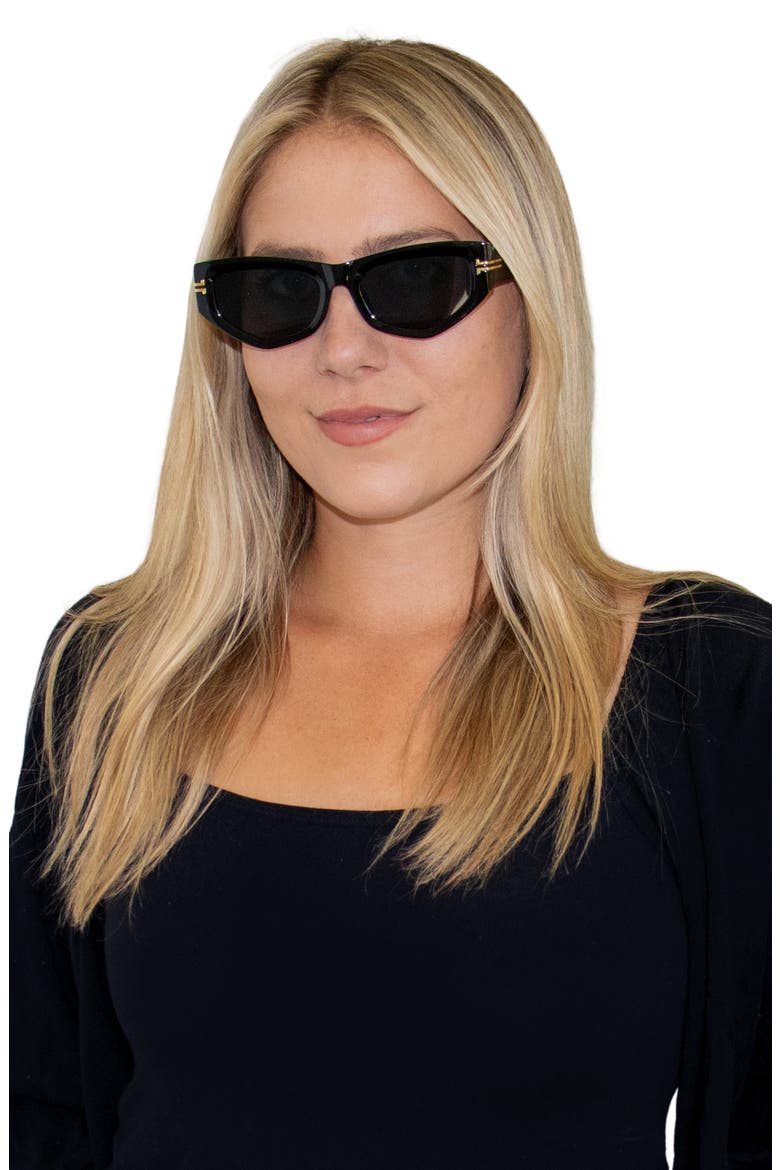 Wren 52mm Polarized Geometric Sunglasses, Alternate, color, BLACK/ BLACK