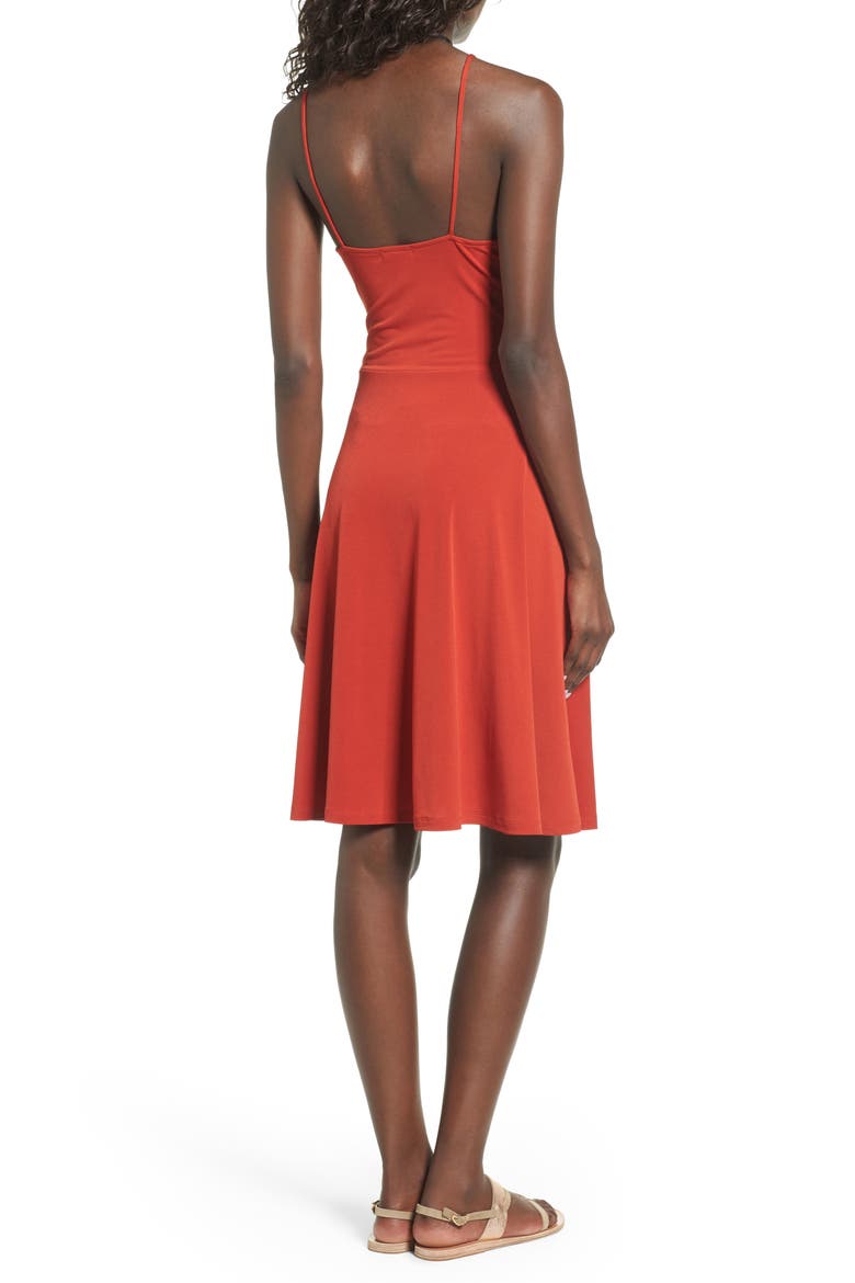Cinch Front Dress, Alternate, color, RED PERSIMMON
