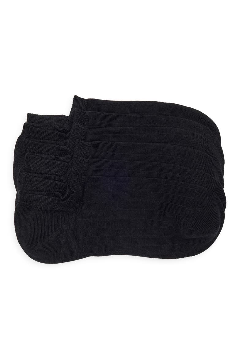 3-Pack Rib No-Show Socks, Main, color, BLACK