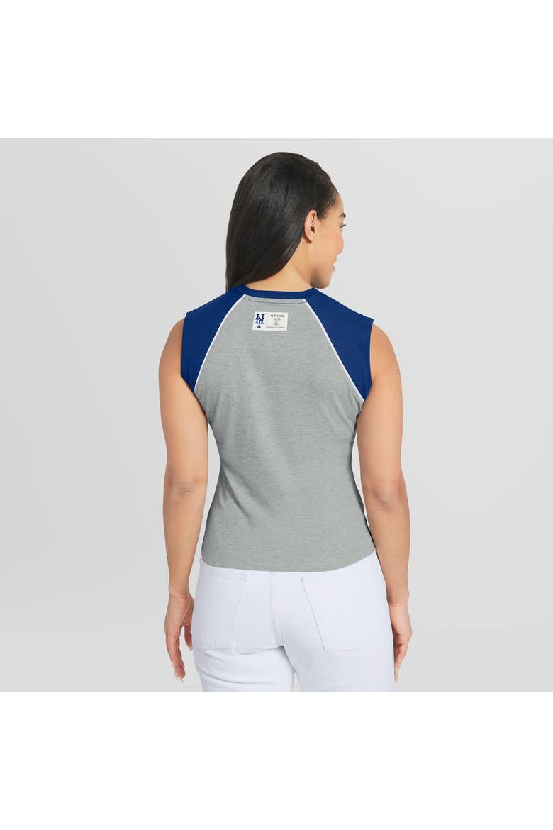 Women's WEAR by Erin Andrews  Heather Gray New York Mets Cropped Raglan Tank Top, Alternate, color, Heather Gray