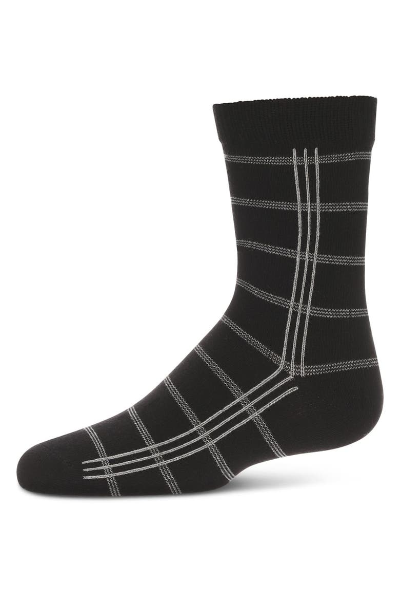 Boxed-Stripe Fine-Gauge Crew Sock, Main, color, Black