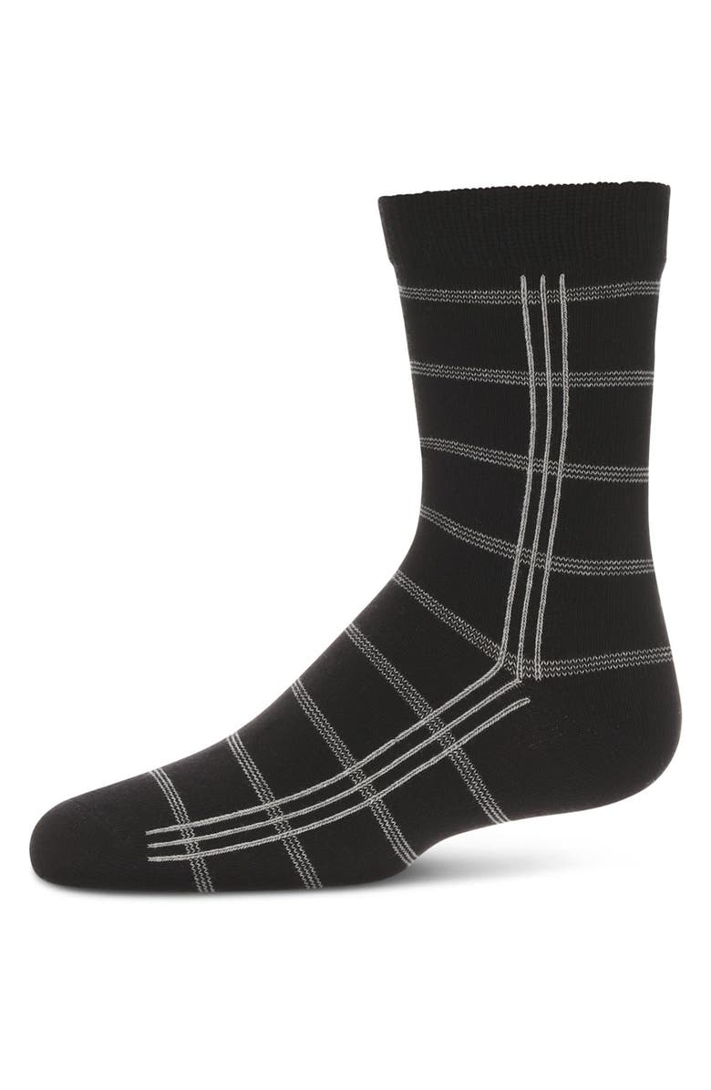 MeMoi Boxed-Stripe Fine-Gauge Crew Sock, Main, color, Black